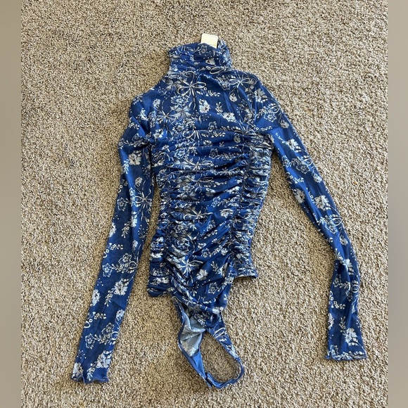 NWT Free People Intimately Under It All Printed Bodysuit Bluebell Combo Blue S - Picture 5 of 11